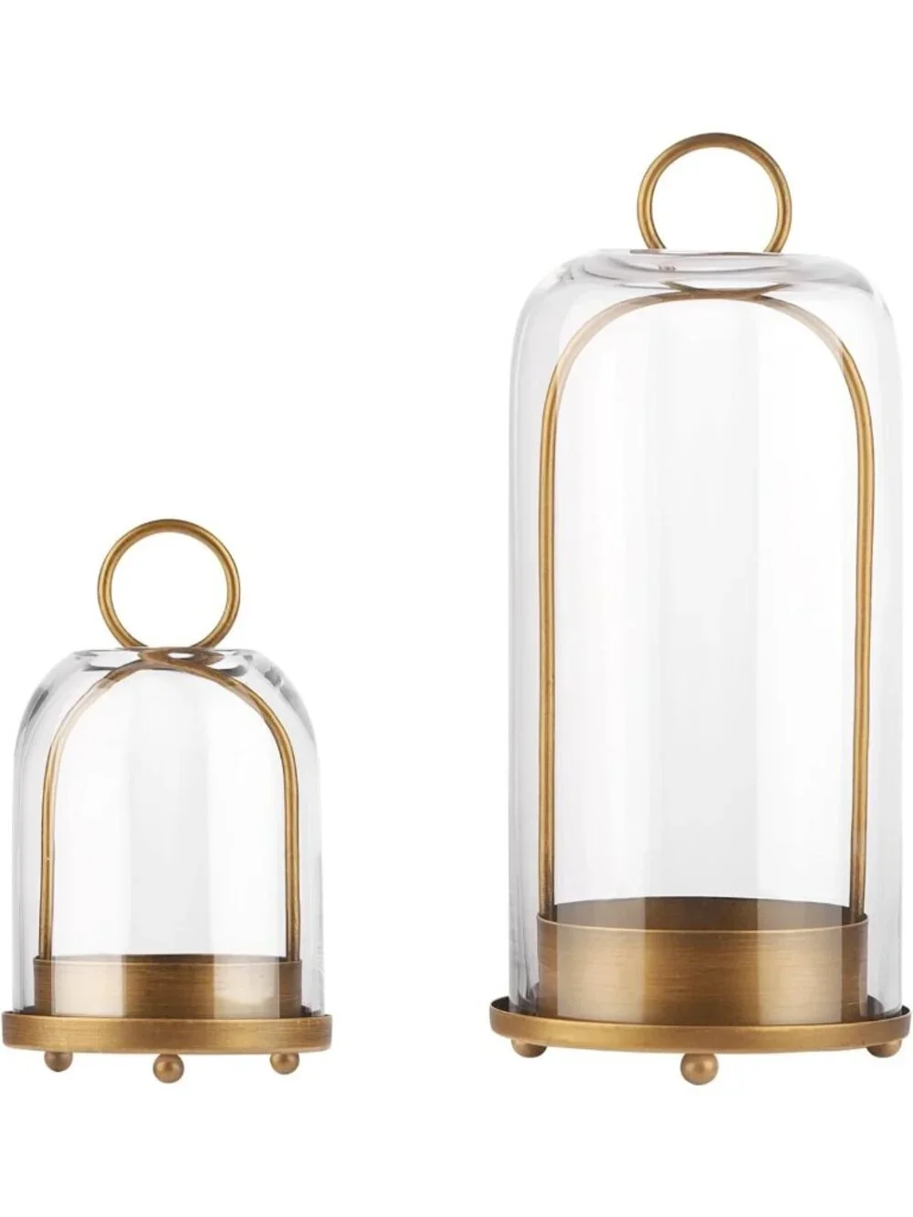 Versatile Metal Candle Holders with Glass Dome - Industrial Farmhouse Decor (Set